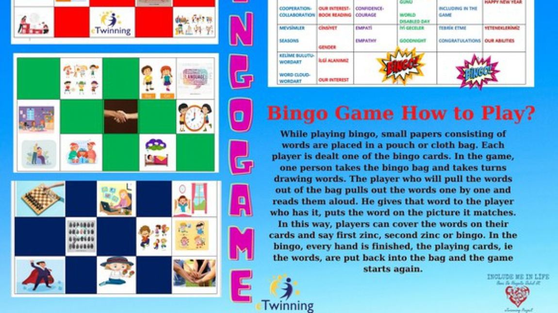 Beni de Hayata Dahil Et - Include Me In Life eTwinning Project Our Bingo Game